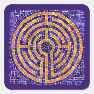 LABYRINTH MOSAIC Small Square Stickers - Purple