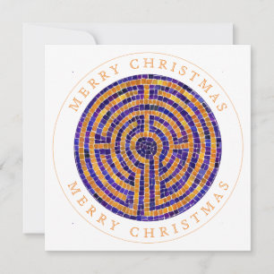 LABYRINTH MOSAIC Square Flat Christmas Card