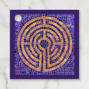 LABYRINTH MOSAIC Square Gift Tags - Purple