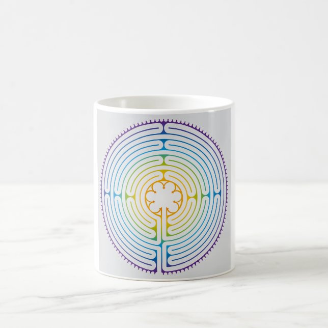 Labyrinth of Chartres Illustration - Rainbow Colou Coffee Mug (Center)