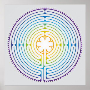 Labyrinth of Chartres Illustration - Rainbow Colou Poster