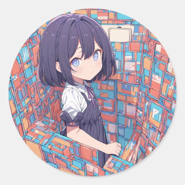 Labyrinth of Colours Classic Round Sticker (Front)