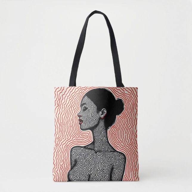 Labyrinth of Her Awakening – A Minimalist Portrait Tote Bag (Front)