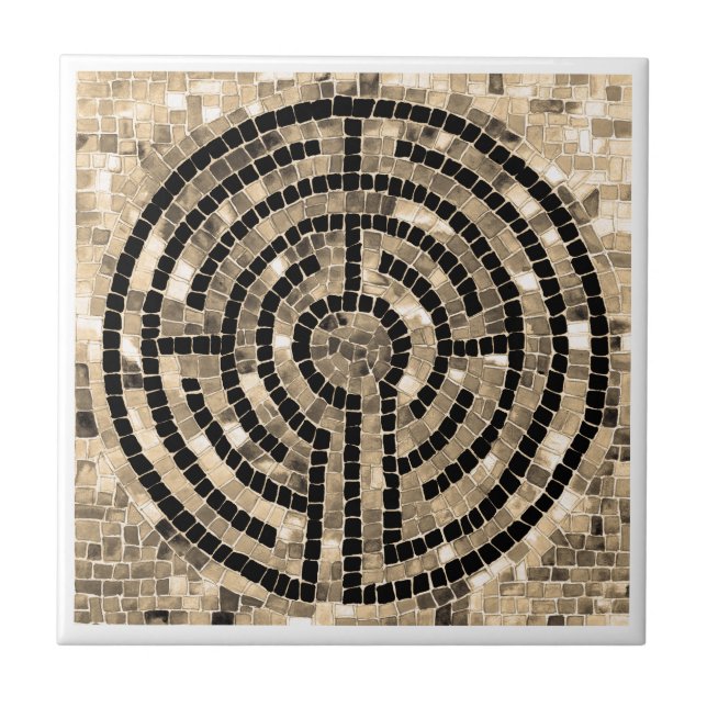 LABYRINTH V 4.25x4.25 Ceramic Tile - White (Front)
