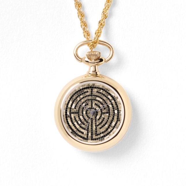 LABYRINTH V Gold Necklace Watch (Front)