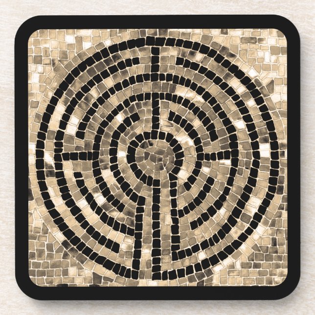 LABYRINTH V Hard Plastic Coasters - Black (Front)