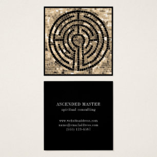 LABYRINTH V Square Business Card - Black