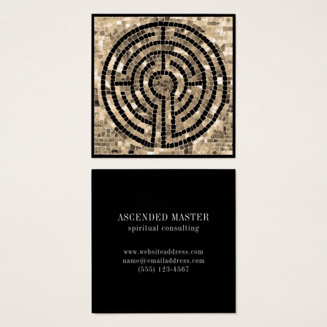 LABYRINTH V Square Business Card - Black (Front & Back)