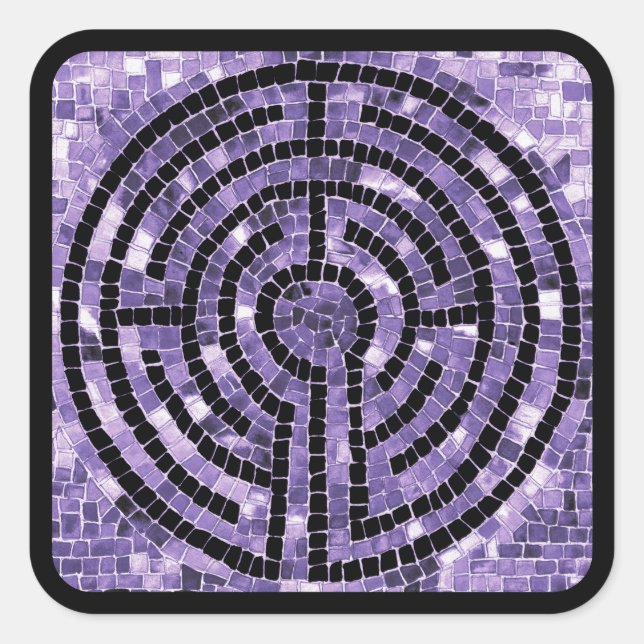 LABYRINTH VI Large Square Stickers - Black (Front)