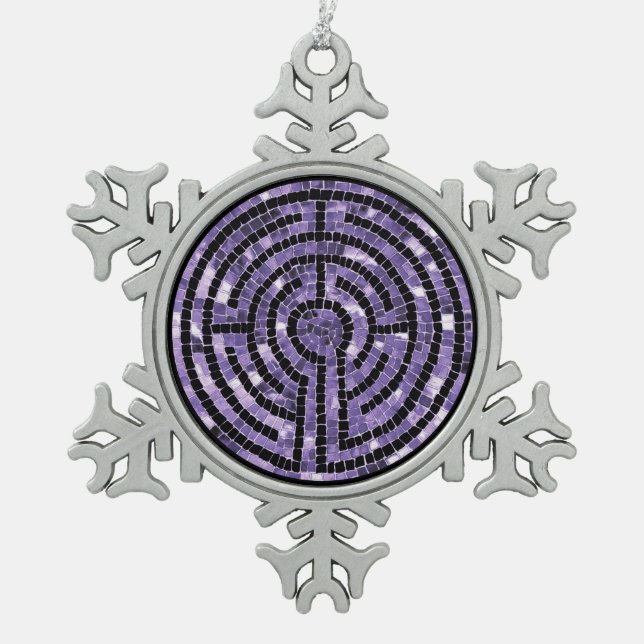 LABYRINTH VI Pewter Snowflake Ornament (Front)