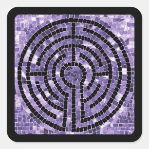 LABYRINTH VI Small Square Stickers - Black
