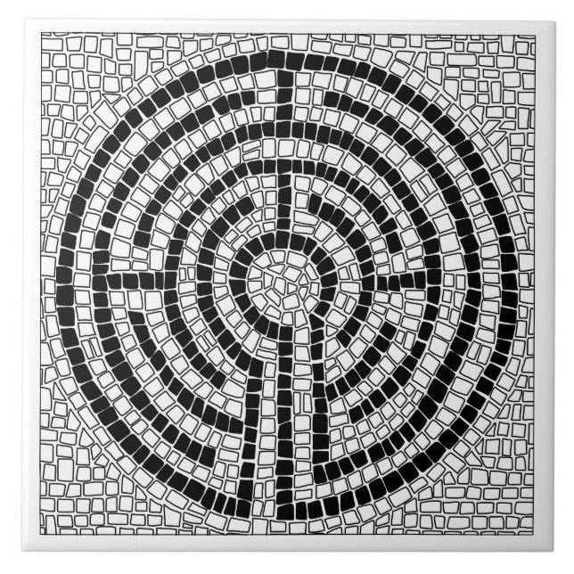 LABYRINTH VII 6x6 Ceramic Tile - White (Front)