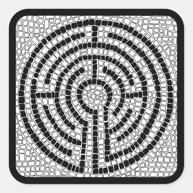 LABYRINTH VII Large Square Stickers - Black (Front)