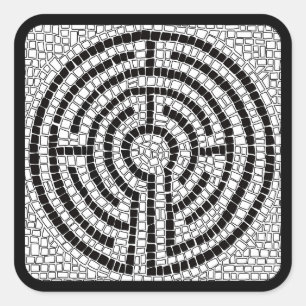 LABYRINTH VII Large Square Stickers - Black