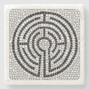 LABYRINTH VII Marble Stone Coaster - White