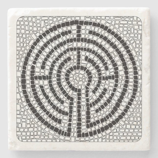 LABYRINTH VII Marble Stone Coaster - White (Front)