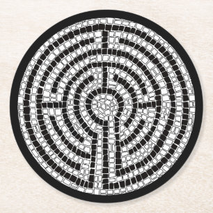 LABYRINTH VII Round Paper Coasters - Black