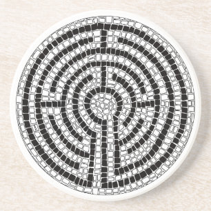 LABYRINTH VII Sandstone Coaster - White