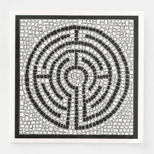 LABYRINTH VII Standard Dinner Paper Napkin - Black
