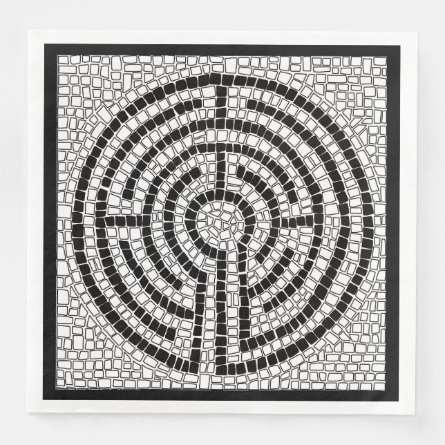 LABYRINTH VII Standard Dinner Paper Napkin - Black (Front)
