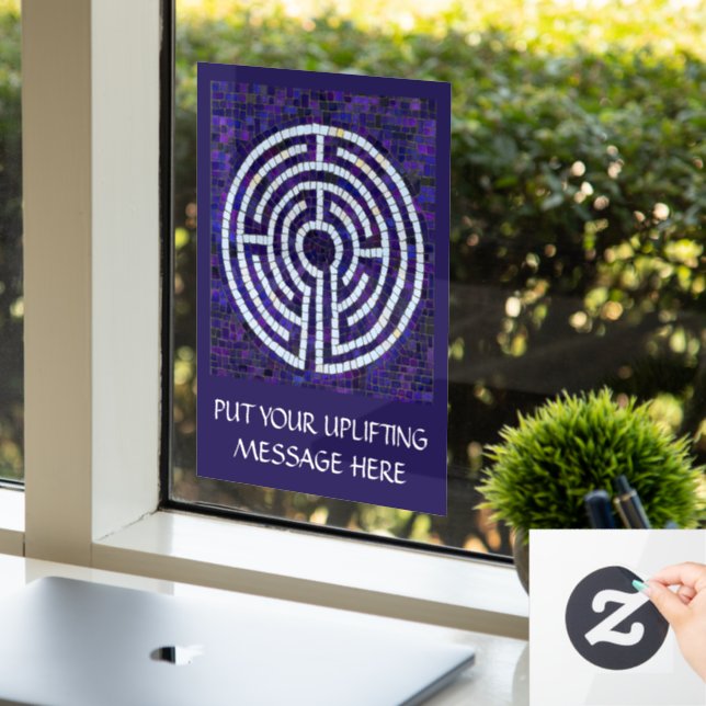 LABYRINTH VIII 8x11 Window Cling +Text - Violet (Office)