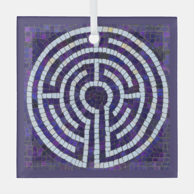 LABYRINTH VIII Glass Square Ornament (Front)