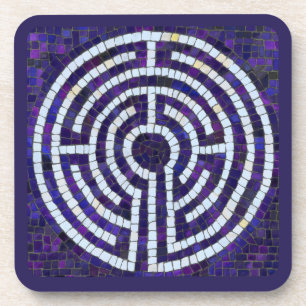 LABYRINTH VIII Hard Plastic Coasters - Violet