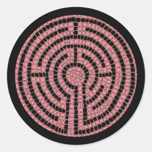 LABYRINTH XVI Small Round Stickers / Black