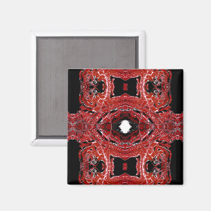 Labyrinthine Red Abstract Acrylic Fluid Art Magnet