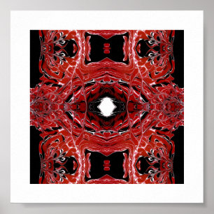 Labyrinthine Red Abstract Acrylic Fluid Art Poster