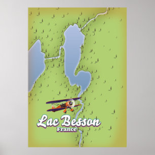 Lac Besson France map travel poster