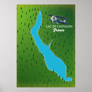 Lac de Castillon France map Poster