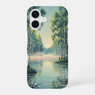 Lac Vintage Entouré de Bouleaux iPhone 16 Case