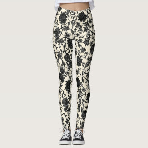 Lacce Flower Black Pattern Leggings