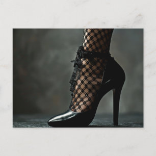 Lace and black stiletto postcard