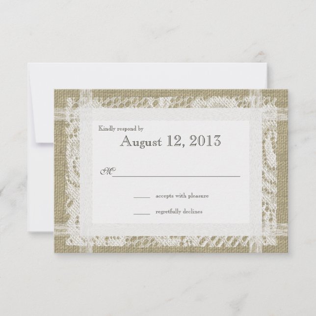 Lace and Burlap Reply RSVP Card (Front)