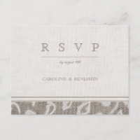 Lace and burlap rustic country wedding RSVP