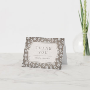 Lace and burlap rustic country wedding thank you card