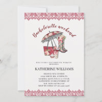 lace and floral Bachelorette weekend Invitation