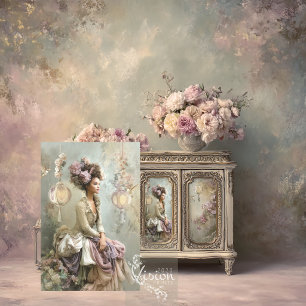 Lace and Light Ballgown Lady Sage Mauve Floral Tissue Paper