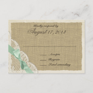 Lace and Mint Green Bow Country Response Card