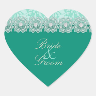 Lace and Pearls Aquamarine Wedding Stickers