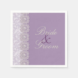 Lace and Pearls Lavender Custom Wedding Napkins