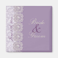 Lace and Pearls Lavender Save the Date Magnet