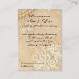 Lace and Pearls Wedding Reception Enclosure Card
