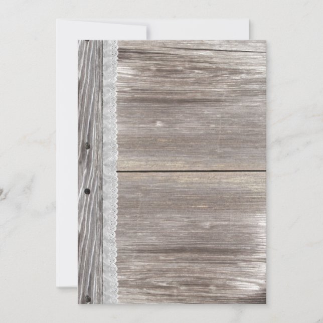 Lace Barn Wood Wedding Invitation (Front)