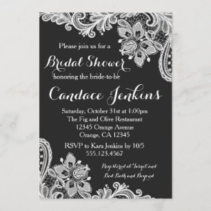 Lace Black and White Bridal Shower invitation