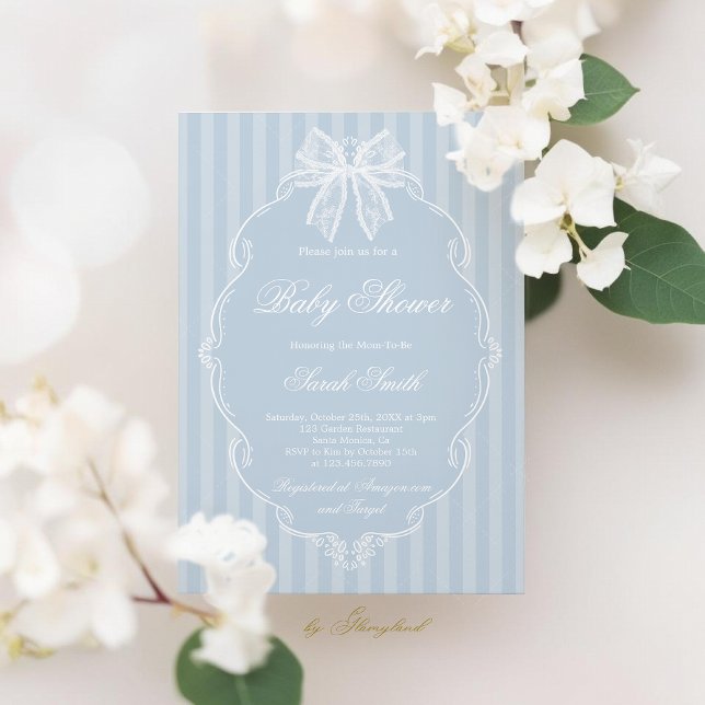 Lace Blue Baby Shower Invitation (Creator Uploaded)