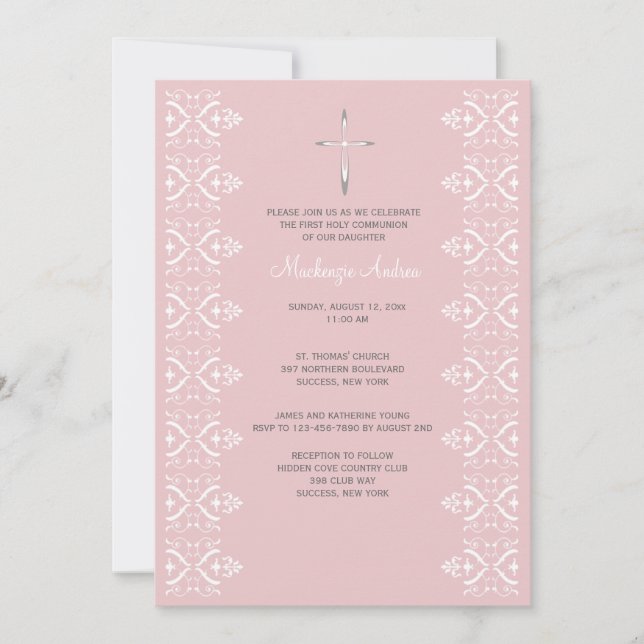 Lace Borders Religious Invitation (Front)