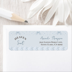 Lace Bow Pearl Blue Boy Heaven Sent Baby Shower
